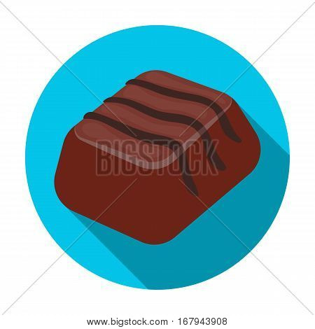 Chocolate candy icon in flat design isolated on white background. Chocolate desserts symbol stock vector illustration.