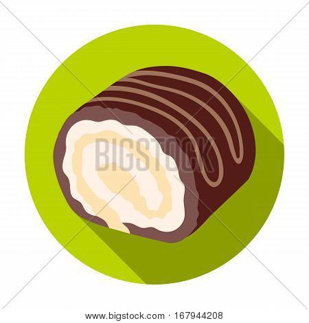 Chocolate roulade icon in flat design isolated on white background. Chocolate desserts symbol stock vector illustration.