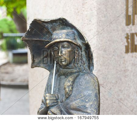 GEORGIA, TBILISI - AUGUST 7, 2013: A monument to famous Soviet and Georgian actress Sofiko Chiaureli in the center of Tbilisi