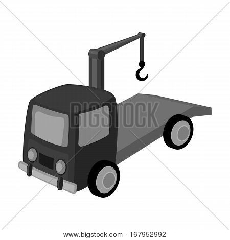 Tow truck icon in monochrome design isolated on white background. Parking zone symbol stock vector illustration.