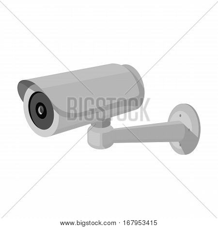 Security camera icon in monochrome design isolated on white background. Parking zone symbol stock vector illustration.