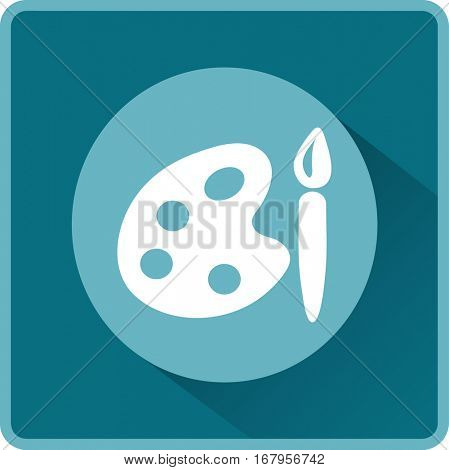 Paint brush with palette icon. Vector illustration