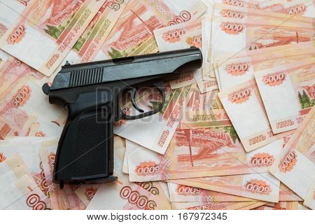 Black Gun Lies On The Russian Big Money