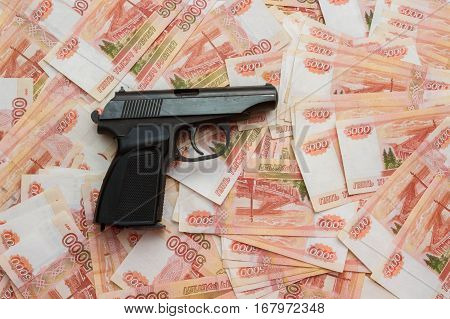Black Gun Lies On The Russian Big Money