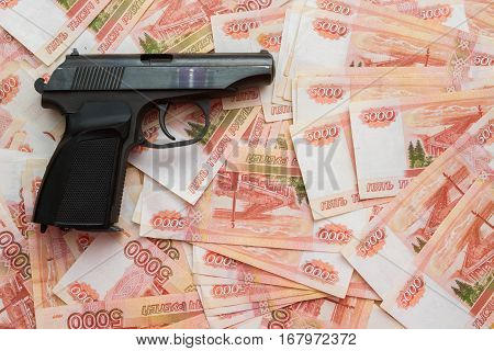 Black Gun Lies On The Russian Big Money