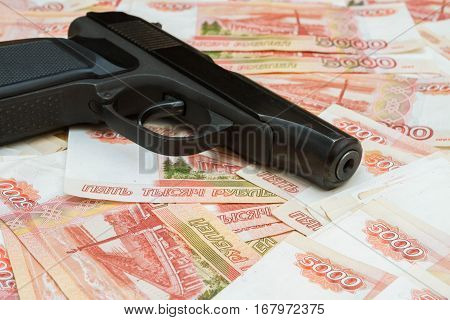 Black Gun Lies On The Russian Big Money