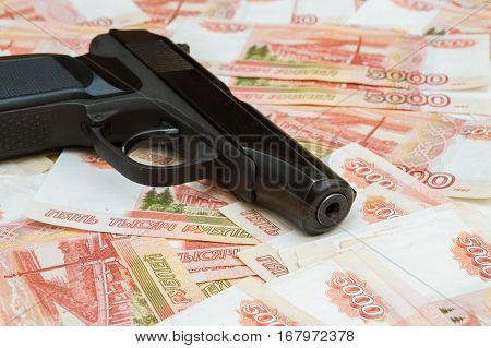Black Gun Lies On The Russian Big Money