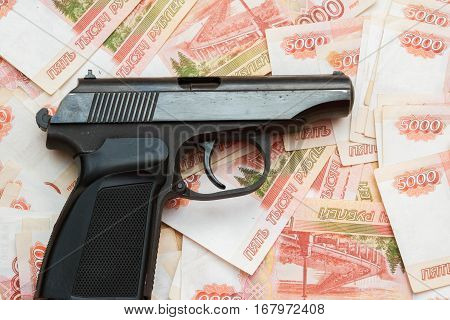 Black Gun Lies On The Russian Big Money