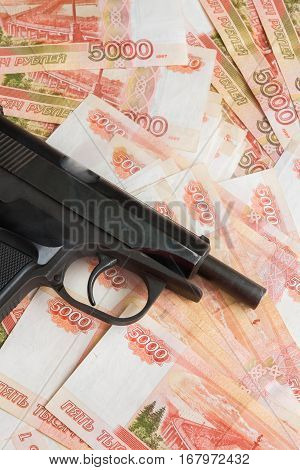 Black Gun Lies On The Russian Big Money
