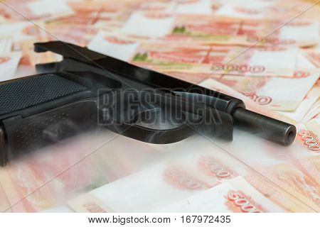 Black Gun Lies On The Russian Big Money