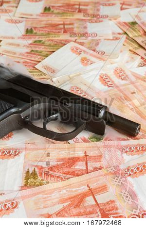 Black Gun Lies On The Russian Big Money