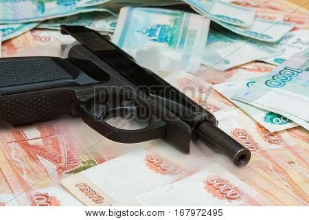 Black Gun Lies On The Russian Big Money