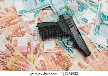 Black Gun Lies On The Russian Big Money