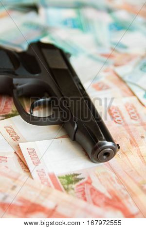 Black Gun Lies On The Russian Big Money