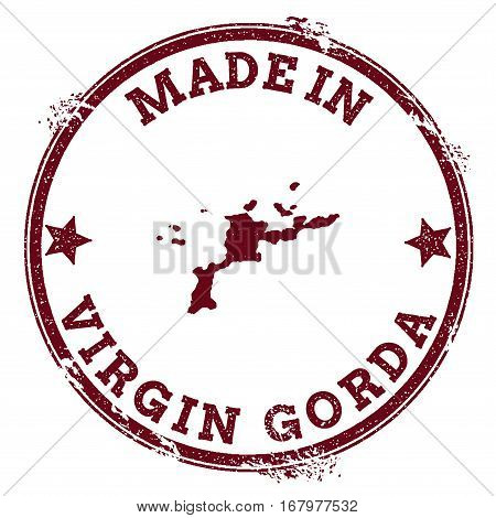 Virgin Gorda Seal. Vintage Island Map Sticker. Grunge Rubber Stamp With Made In Text And Map Outline