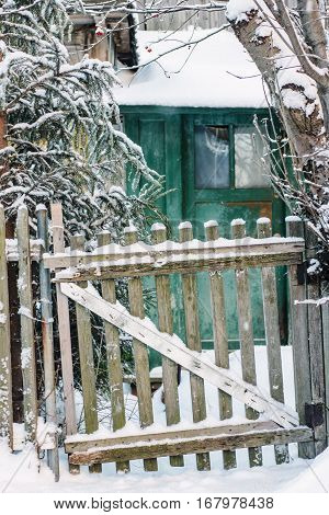 Old Wicket Covered By Snow Contryside