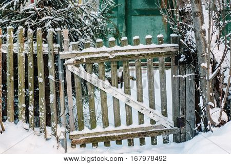Old Wicket Covered By Snow Contryside