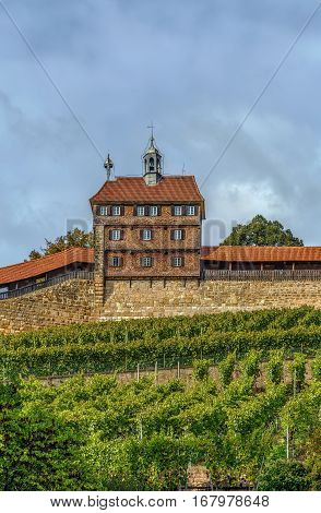 The Esslingen Burg (Castle) has towered above the town for over 700 years. It was always part of the former town fortifications. Germany. Hochwacht (High Watch Tower)