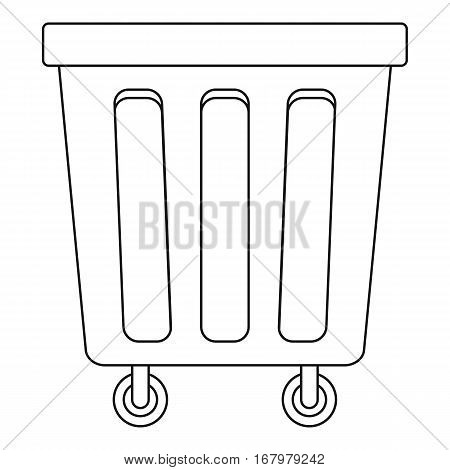 Outdoor trash bin with wheels icon. Outline illustration of outdoor trash bin with wheels vector icon for web