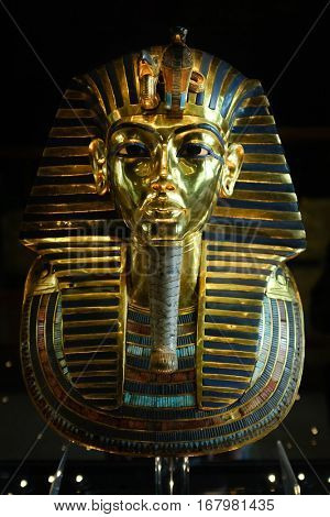 CAIRO, EGYPT - 07 JANUARY 2016: Tutankhamen's Mask in Egyptian Museum in Cairo. It is main attraction object of the Museum.