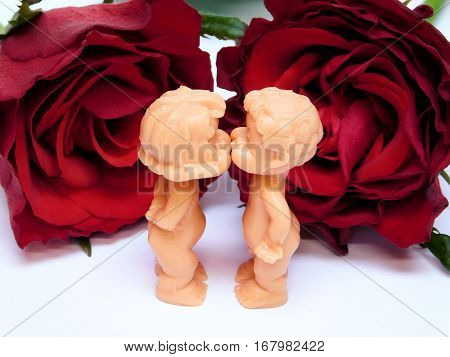 A kiss for valentine's day,couple of dolls in love