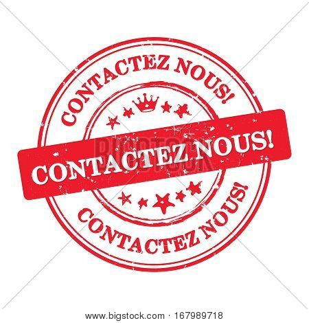 Contact us! French language (Contactez nous) - label  / sticker  / sign / icon, also for print