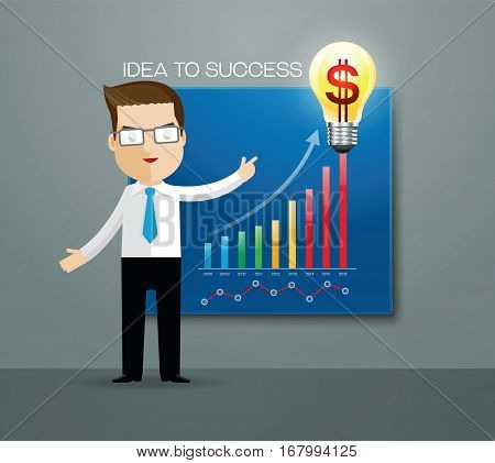 business man idea success with business graph vector