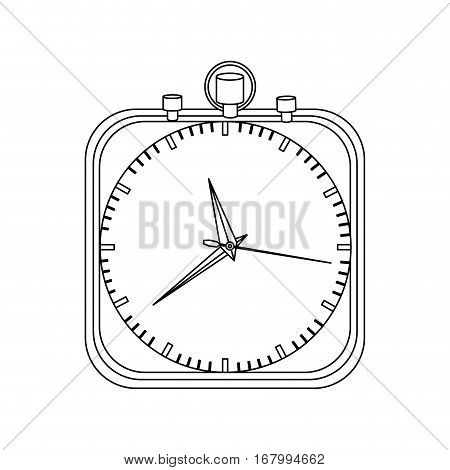 monochrome contour with chronometer in square shape vector illustration