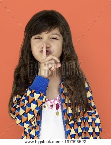 Little Girl Smiling Happiness Quiet Shut Up Secret Shh Portrait