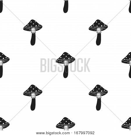 Amanita icon in black style isolated on white background. Mushroom pattern vector illustration.