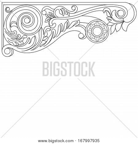 Vintage baroque ornament, corner. Retro pattern antique style acanthus. Decorative design element filigree calligraphy vector. - stock vector