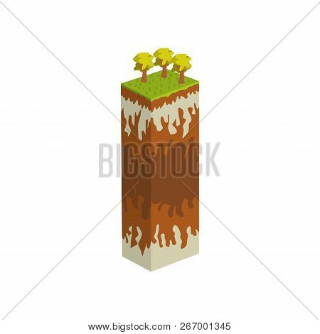 Geological Section, Stratigraphic Column With Cut Of Soil, Grass, Roots, Layers Of The Ground Vector