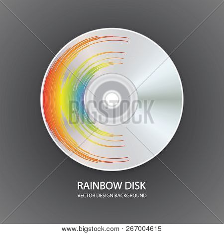 Poster Of Disk Player Record With Rainbow Colors