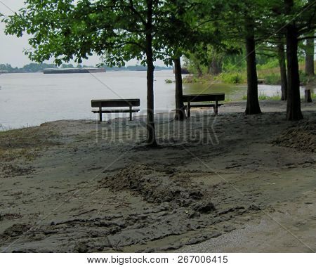 Flood Of 2017 Aftermath At Cliff Cave Park In St. Louis County Missouri.  See The Mud From The Missi