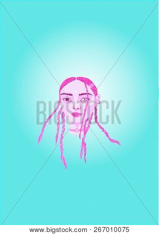Woman, Girl, Blue, Art, Girl, Illustration, Doll.