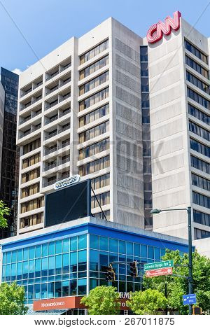 Atlanta, Georgia - May 3, 2015: Cnn Center Is The Headquarters Of Cnn, Built In 1976 As Part Of The 