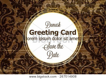 Luxury Card Vintage Baroque Style Vector. Rich Ornament Background Decoration. Old Ruined Effects. C