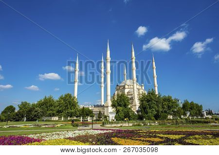 Travel Concept Photo. Turkey Adana Sabanci Central Mosque.
