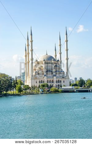 Travel Concept Photo. Turkey Adana Sabanci Central Mosque.