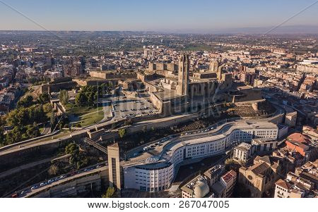 Aerial View Of La Seu Vella Cathedral In Lleida