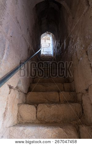 Tunnel Leading To The Upper Tier In Nimrod Fortress Located In Upper Galilee In Northern Israel On T