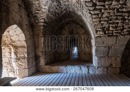 Hall in the lower tier in Nimrod Fortress located in Upper Galilee in northern Israel on the border 