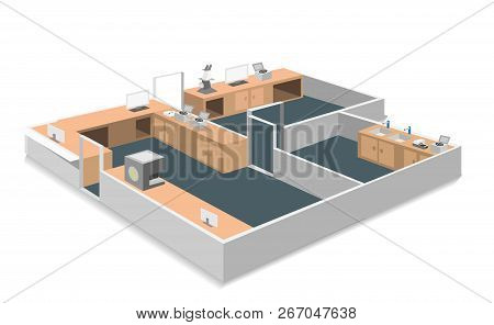 Laboratory Room Isometric Design,the Central Laboratory In The Hospital Has An Examination Page For 