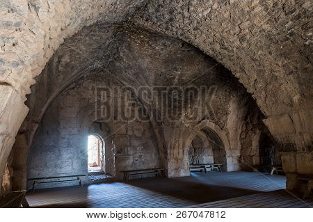 Hall in the lower tier in Nimrod Fortress located in Upper Galilee in northern Israel on the border 