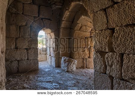 Hall in the lower tier in Nimrod Fortress located in Upper Galilee in northern Israel on the border 