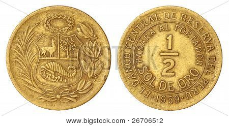 Stary peruwiańskie pół SOLDE ORO monety z 1959 roku