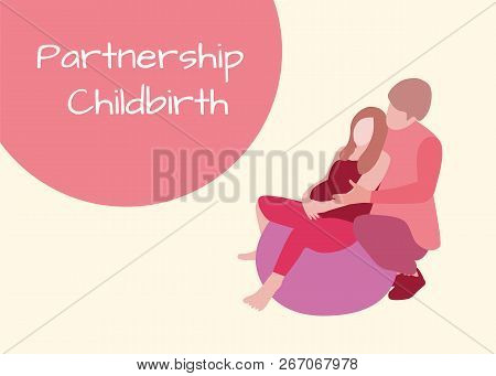 Partnership Childbirth Banner In A Modern Cartoon Style.