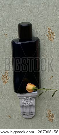 Davidoff Cool Water, Eau De Toilette, Large Perfume Bottle On An Antique Wall Console With Ornament 