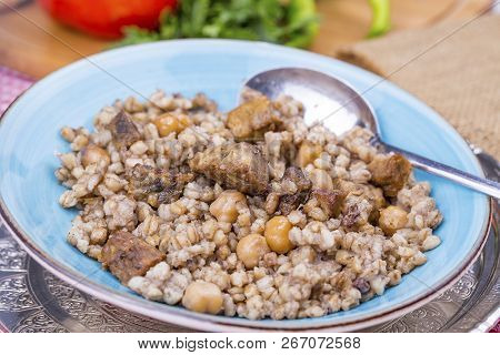 Traditional Delicious Turkish Foods; Meat Bulgur Pilav (asir Pilav)