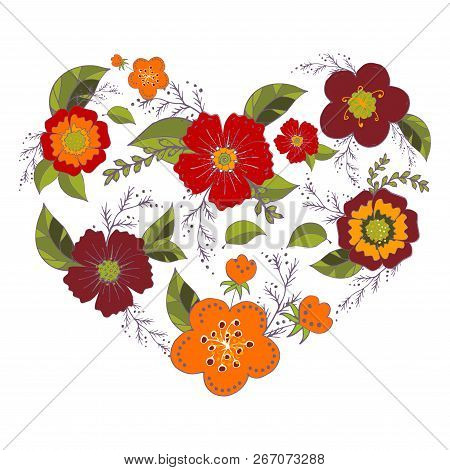 Heart Made Of Flowers Elements